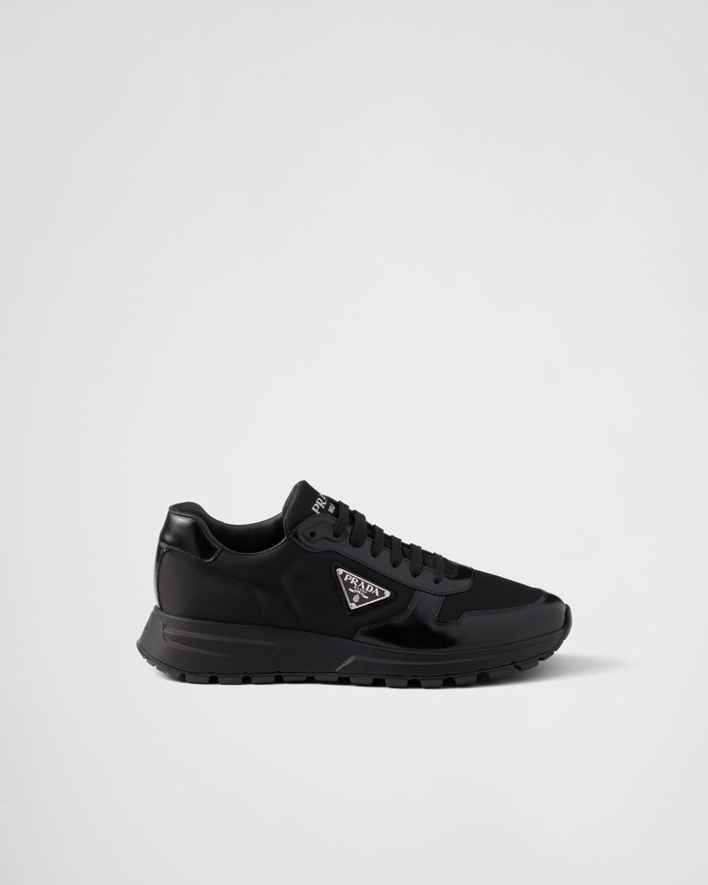 Basket Prada Noir en cuir brossé