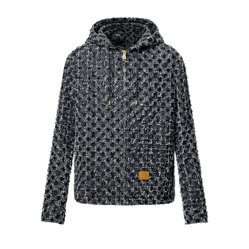 Sweat à capuche Monogram floqué en denim