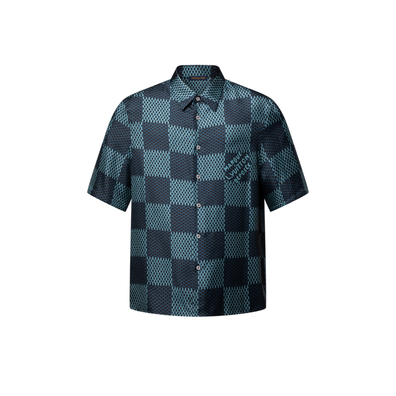 Checked silk short-sleeved shirt