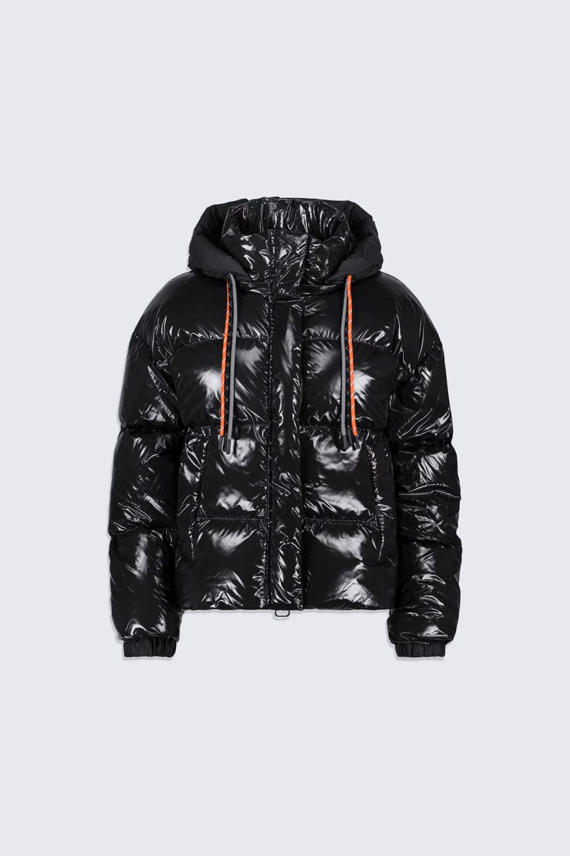 Lili Bright Black Short Shiny Puffer Jacket