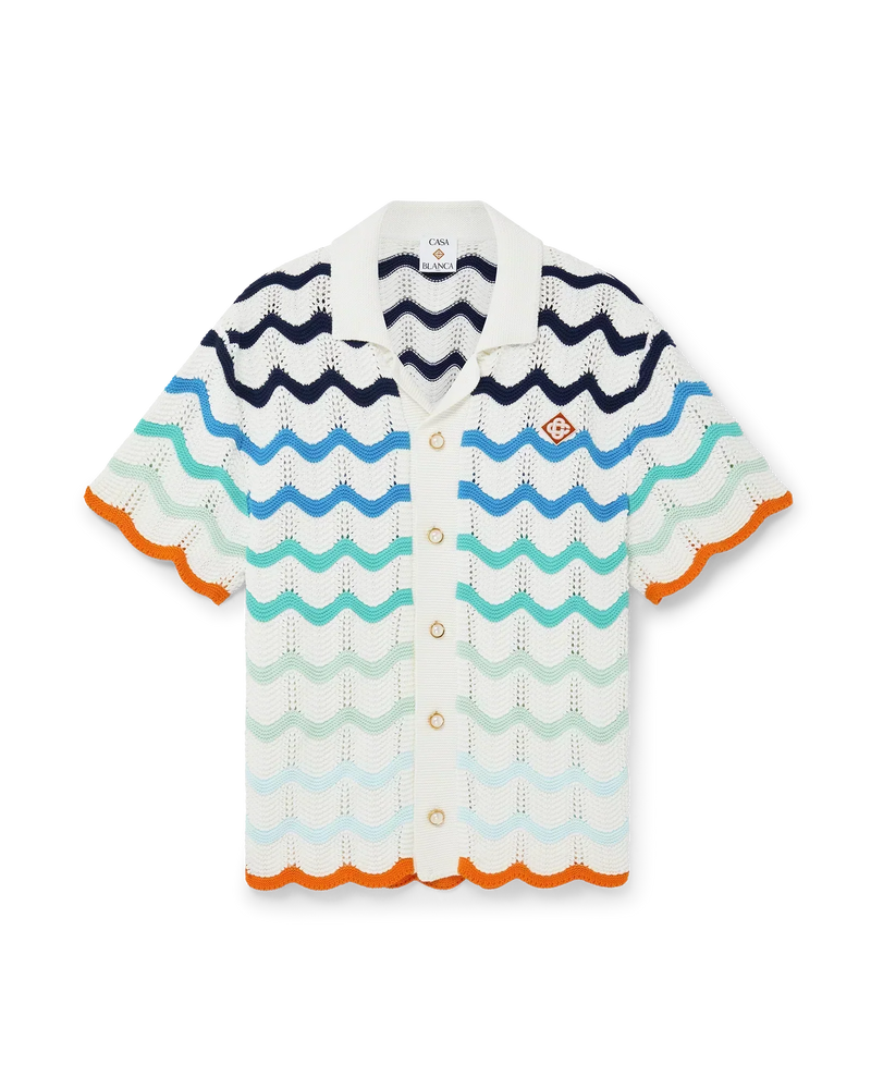 Chemisier au crochet motif vagues dégradées