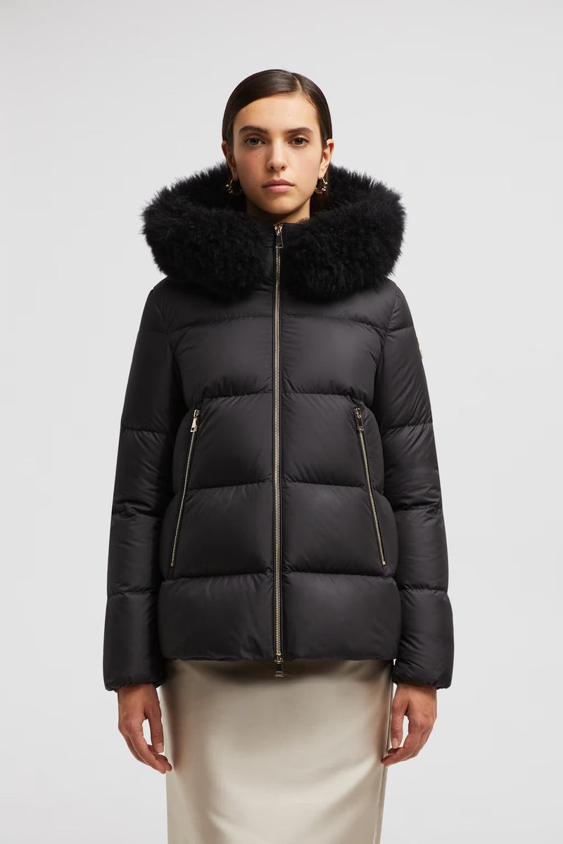 Moncler Laichefur Short Hooded Down Jacket Black