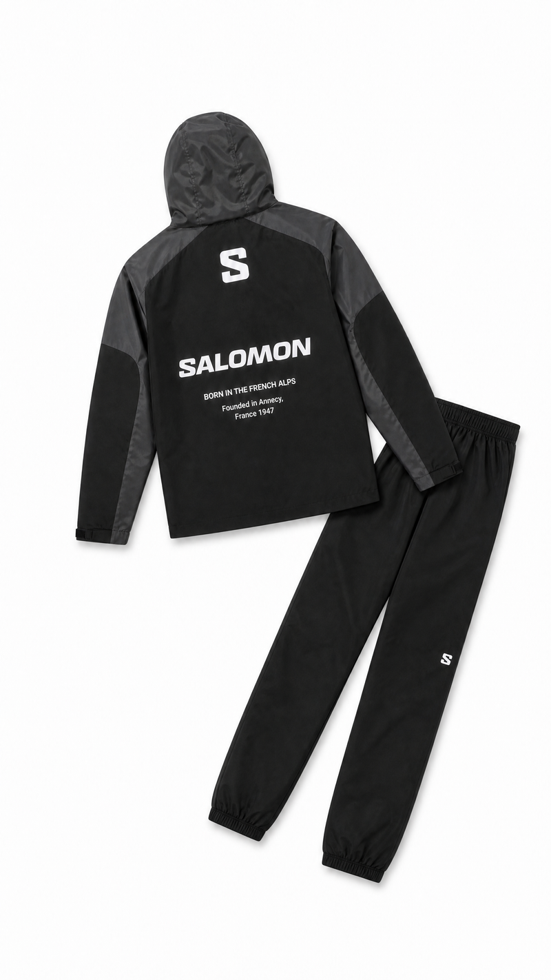 Salomon Survêtement à capuche noir et gris