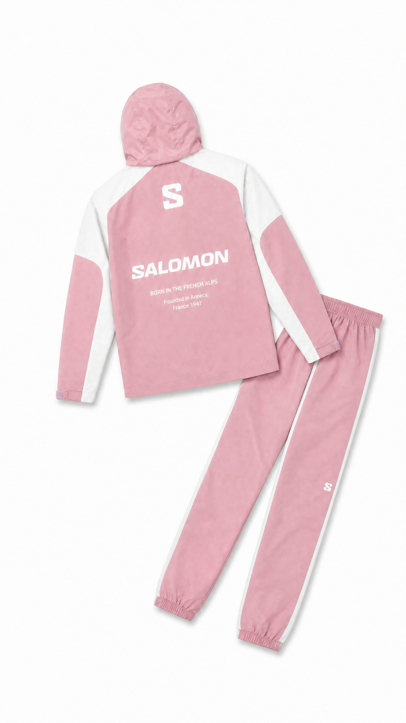 Salomon Survêtement à capuche rose & blanc