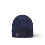 Bonnet et Écharpe Néo Petit Damier Bleu Marine