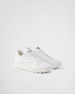 White Prada brushed leather sneakers