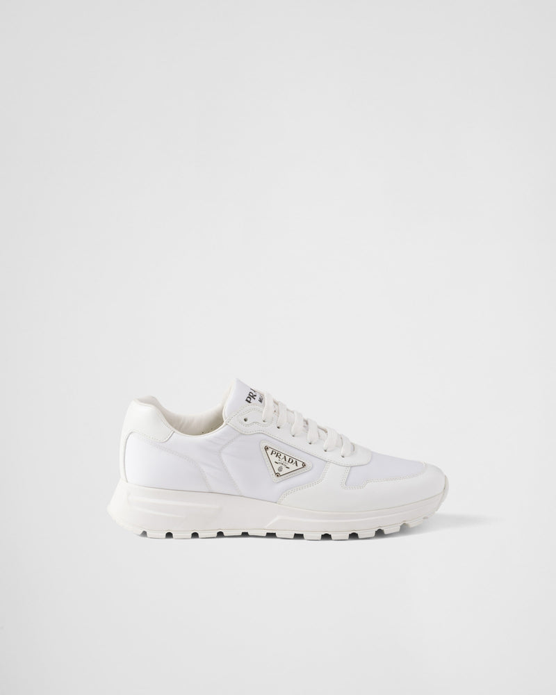 White Prada brushed leather sneakers