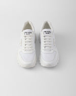 White Prada brushed leather sneakers