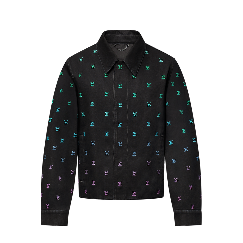 Blouson sportswear brodé LV Blason Gradient en denim
