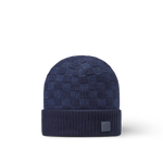 Bonnet et Écharpe Néo Petit Damier Bleu Marine