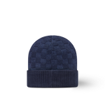 Bonnet et Écharpe Néo Petit Damier Bleu Marine