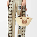 Loewe - Anagram small basket bag in Iraca palm and calfskin Natural Tan