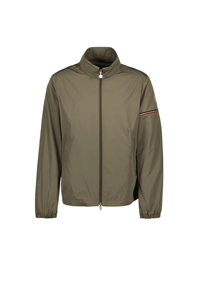 Moncler khaki Ruinette windbreaker with striped sleeves