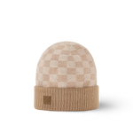 Bonnet et Écharpe Néo Petit Damier Beige