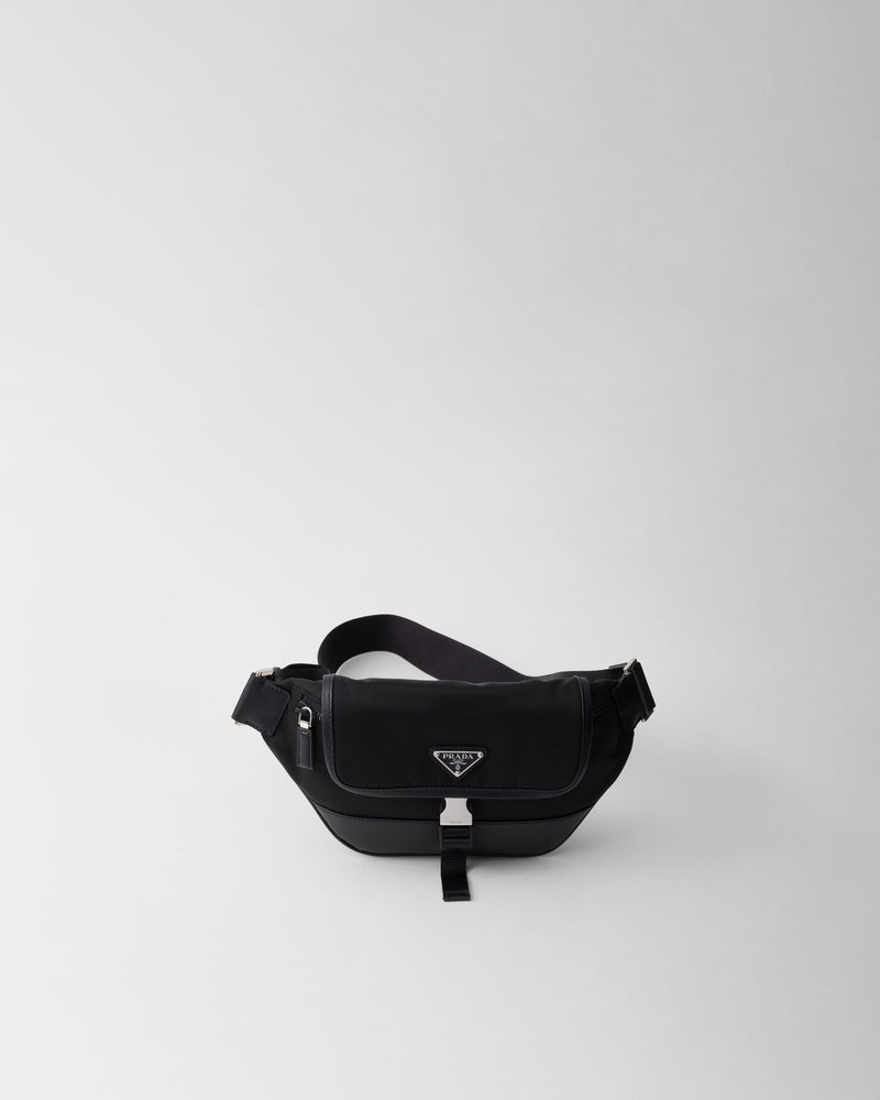 Sac porté épaule en Re-Nylon et cuir Saffiano