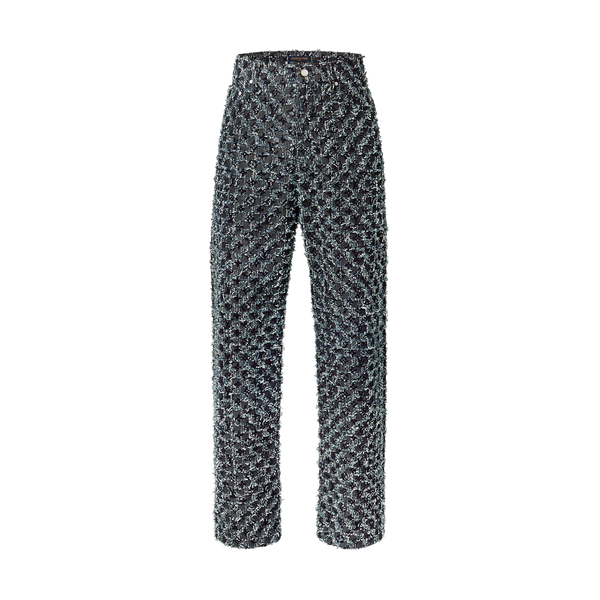Pantalon droit à Monogram floqué en denim