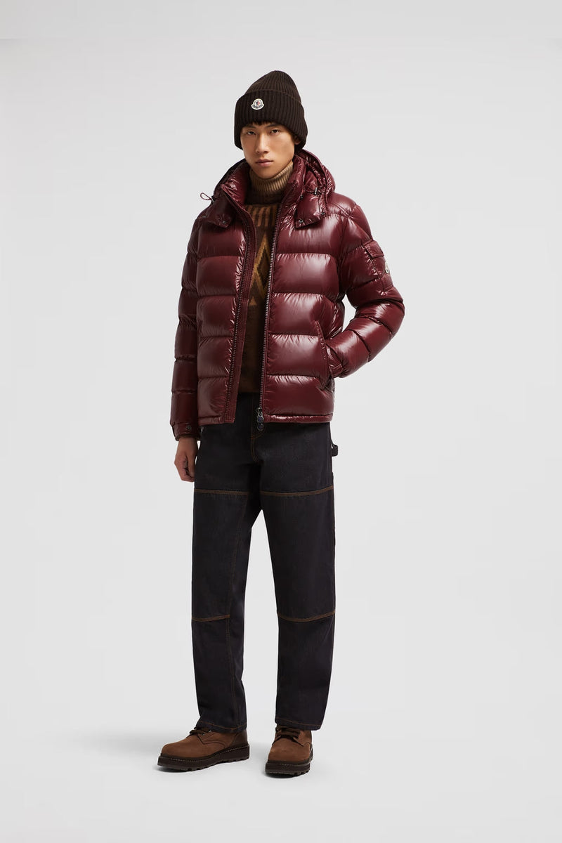 Moncler Maya Bordeaux Short Hooded Down Jacket
