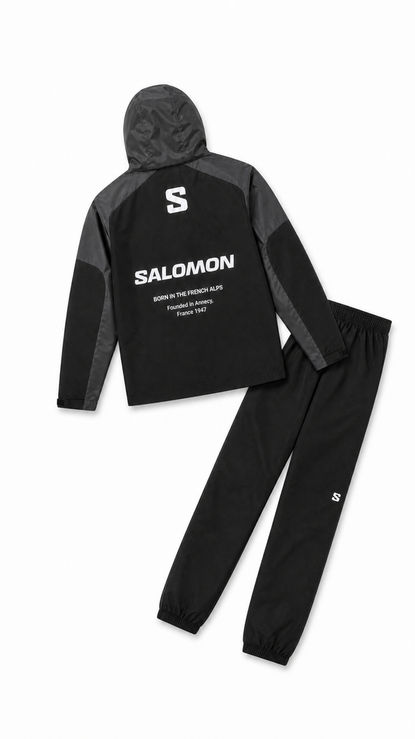 Salomon Survêtement à capuche noir et gris